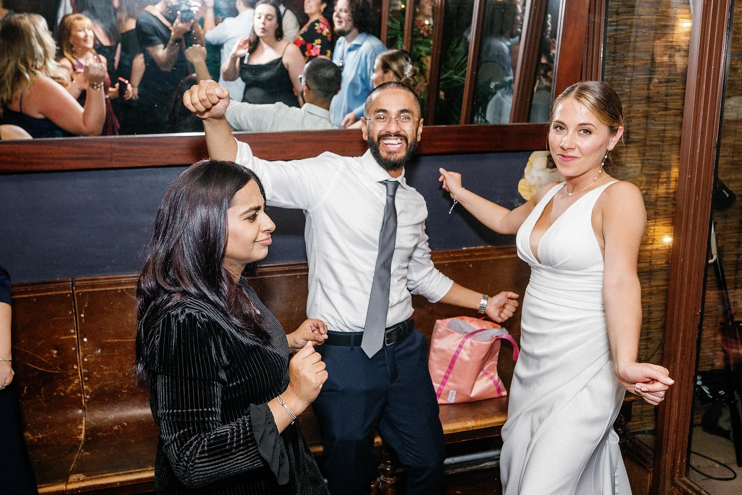 NYC Wedding DJ Bacchus Bistro Bride and Guests dancing