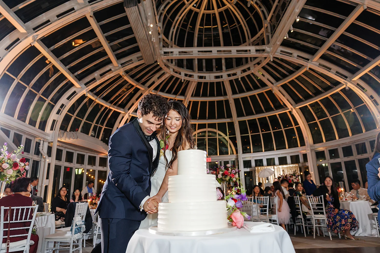 nyc wedding dj Glass dome reception space at the Palm House Brooklyn Botanic Garden 