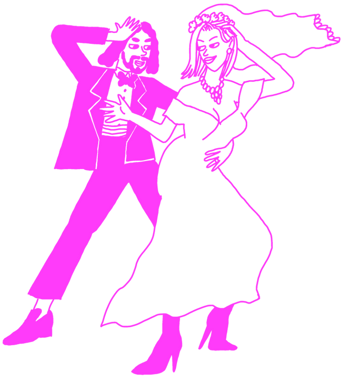 bride and groom dancing cartoon