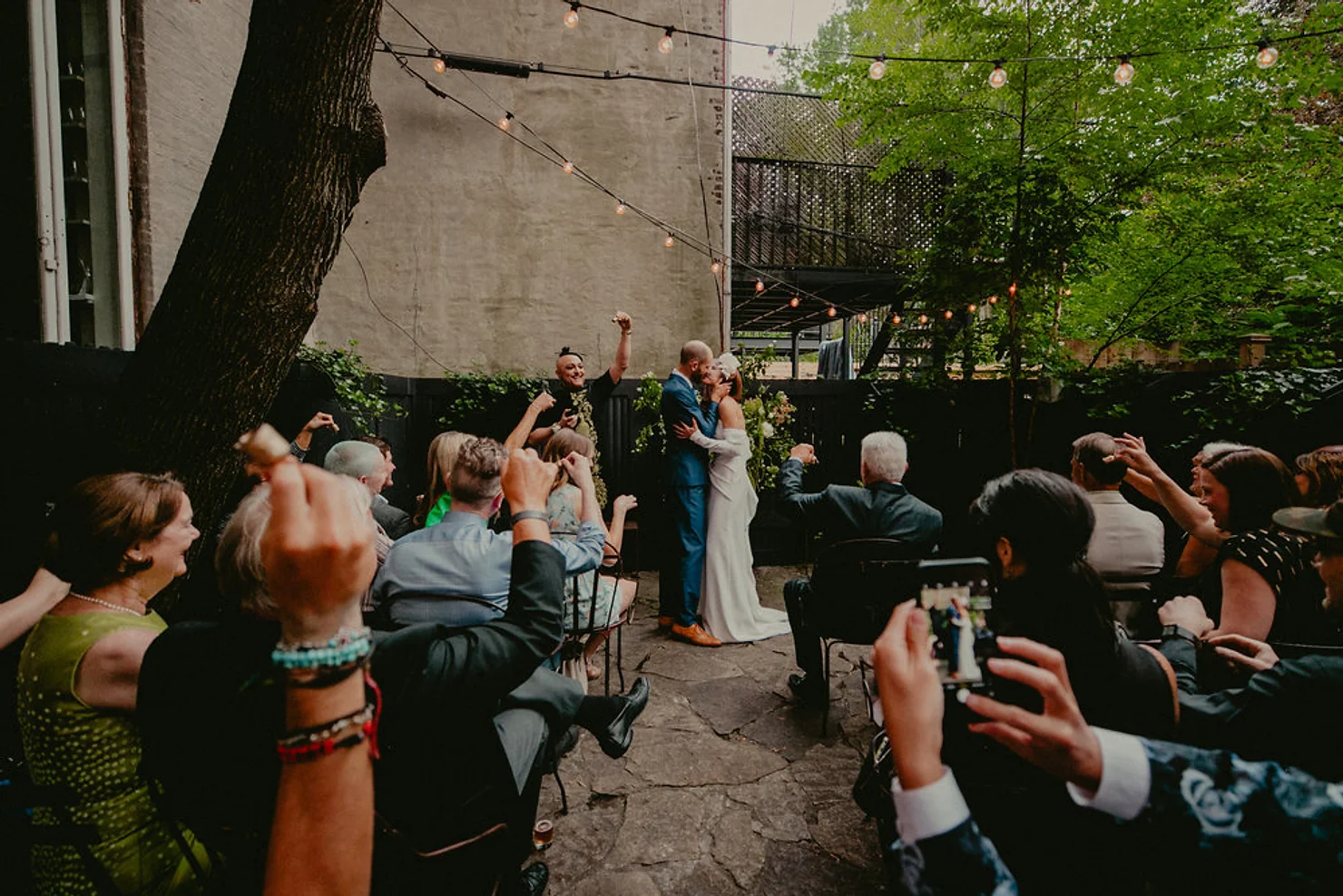 Outdoor wedding at Maison May, Brooklyn, NY